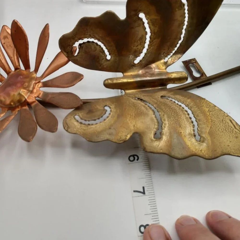 Vintage Brass Butterfly Wall Art Hanging - Brass and Copper-Mid Century Modern